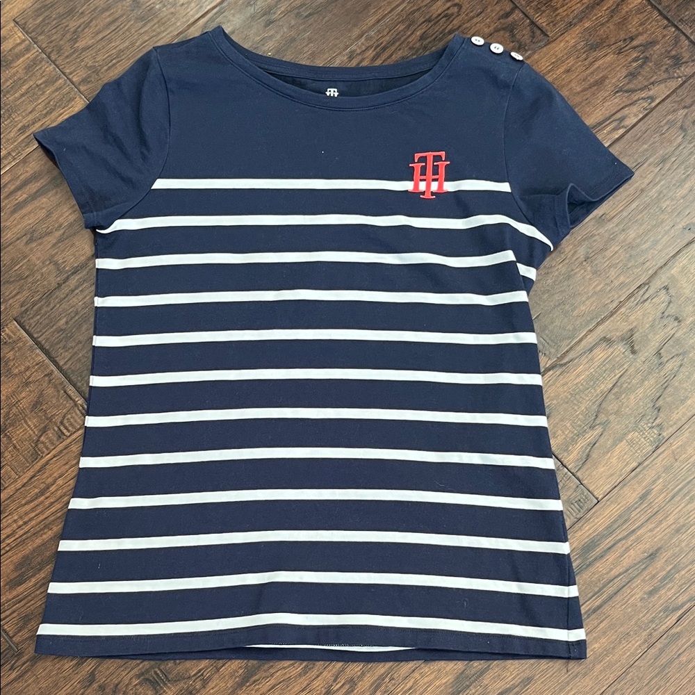 Tommy Hilfiger women’s Navy and White Striped Tee